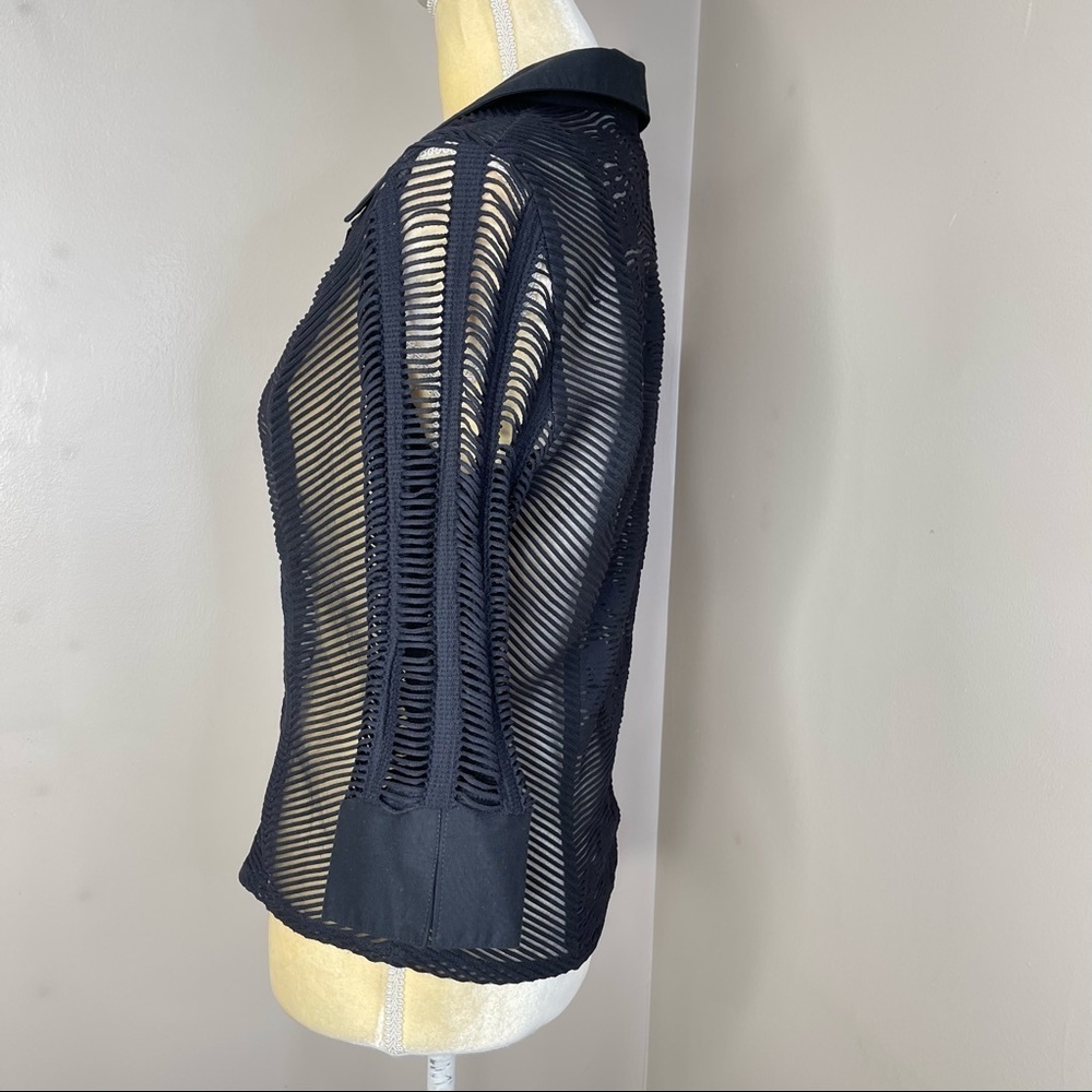Vintage Women’s Sz M Black Sheers Top Button Up - Picture 7 of 16